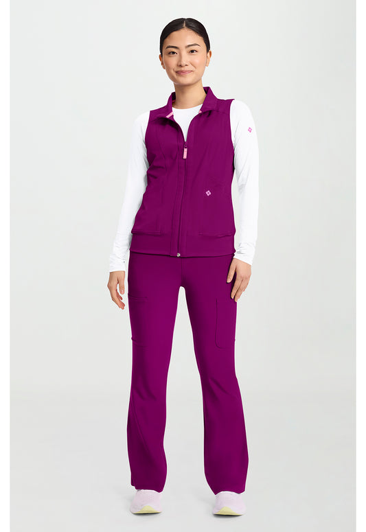 Amp MC500 Women's 4-Pocket Zip Front Scrub Vests Plum Royale