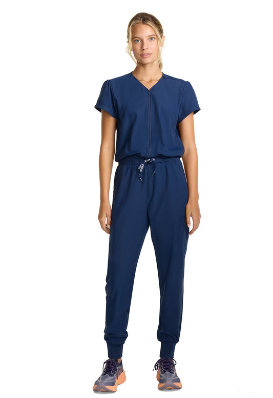 Insight MC510 Women's Zip Front Jumpsuit Navy Model Image Front | Med Couture