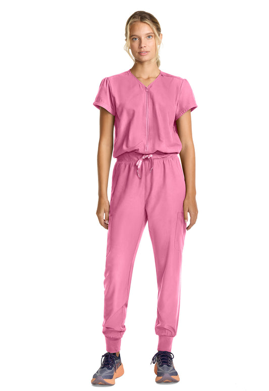 Insight MC510 Women's Zip Front Jumpsuit Taffy Pink Model Image Front | Med Couture