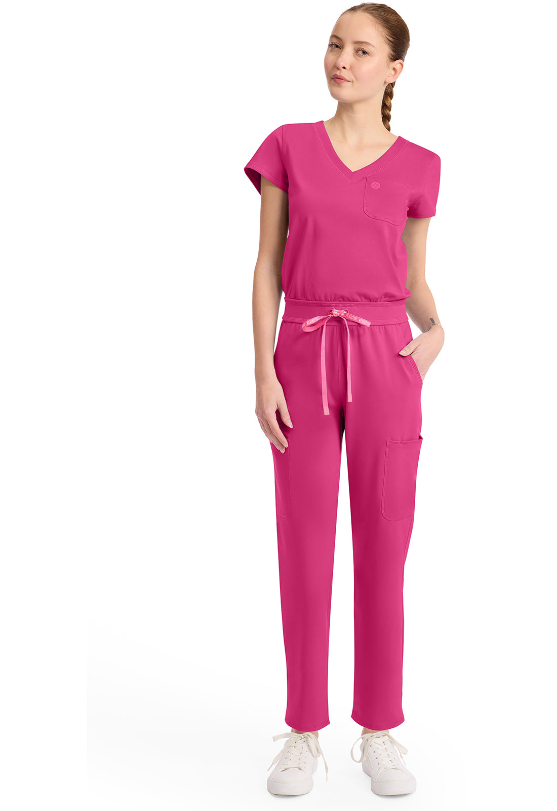 AMP Knit MC550 V-Neck Jumpsuit Pink Power