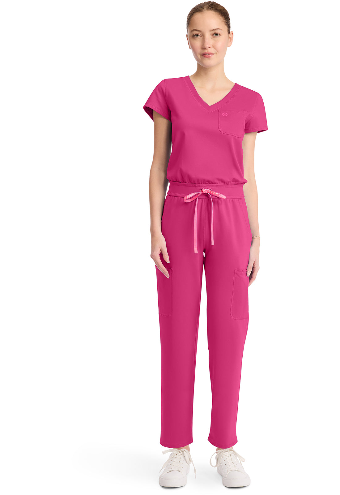 AMP Knit MC550 V-Neck Jumpsuit Pink Power