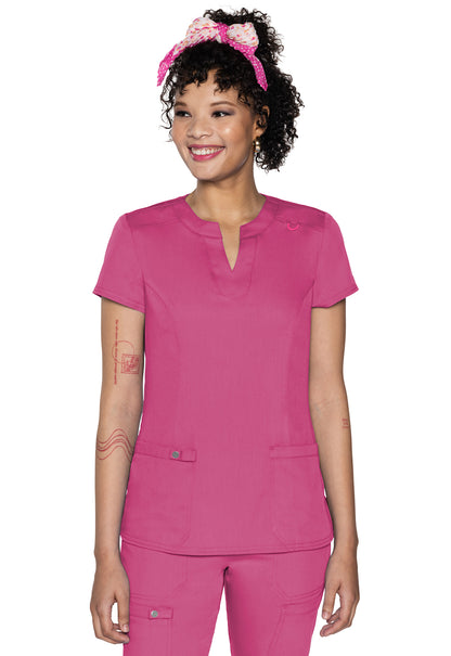 Touch MC607 Split Round Neck Top Raspberry Tart Model Image Front | Med Couture