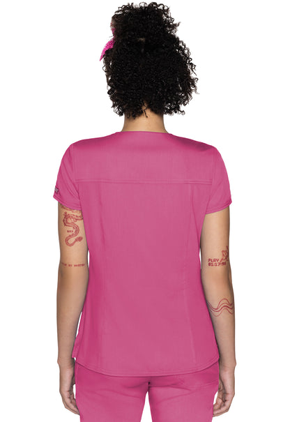 Touch MC607 Split Round Neck Top Raspberry Tart Model Image Back | Med Couture