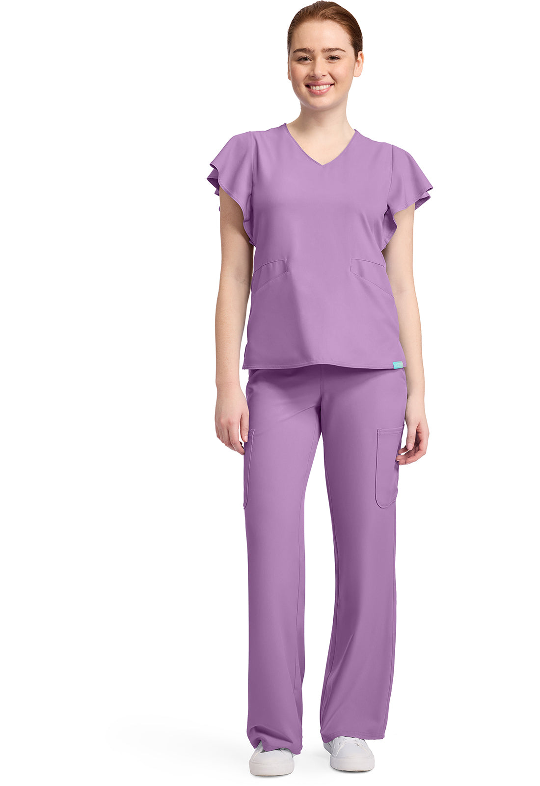 Insight MC611 Women's 2-Pocket Flutter Sleeve V-Neck Lilac