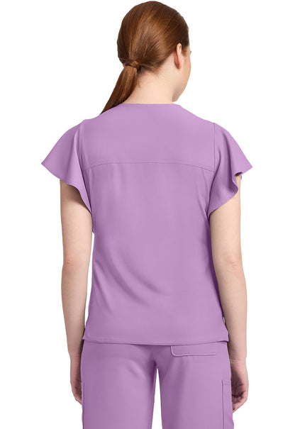 Insight MC611 Women's 2-Pocket Flutter Sleeve V-Neck Lilac