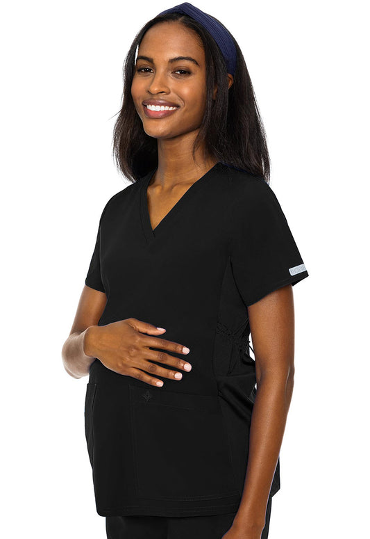 Touch MC628 Maternity V-Neck Top Black Model Image Front | Med Couture