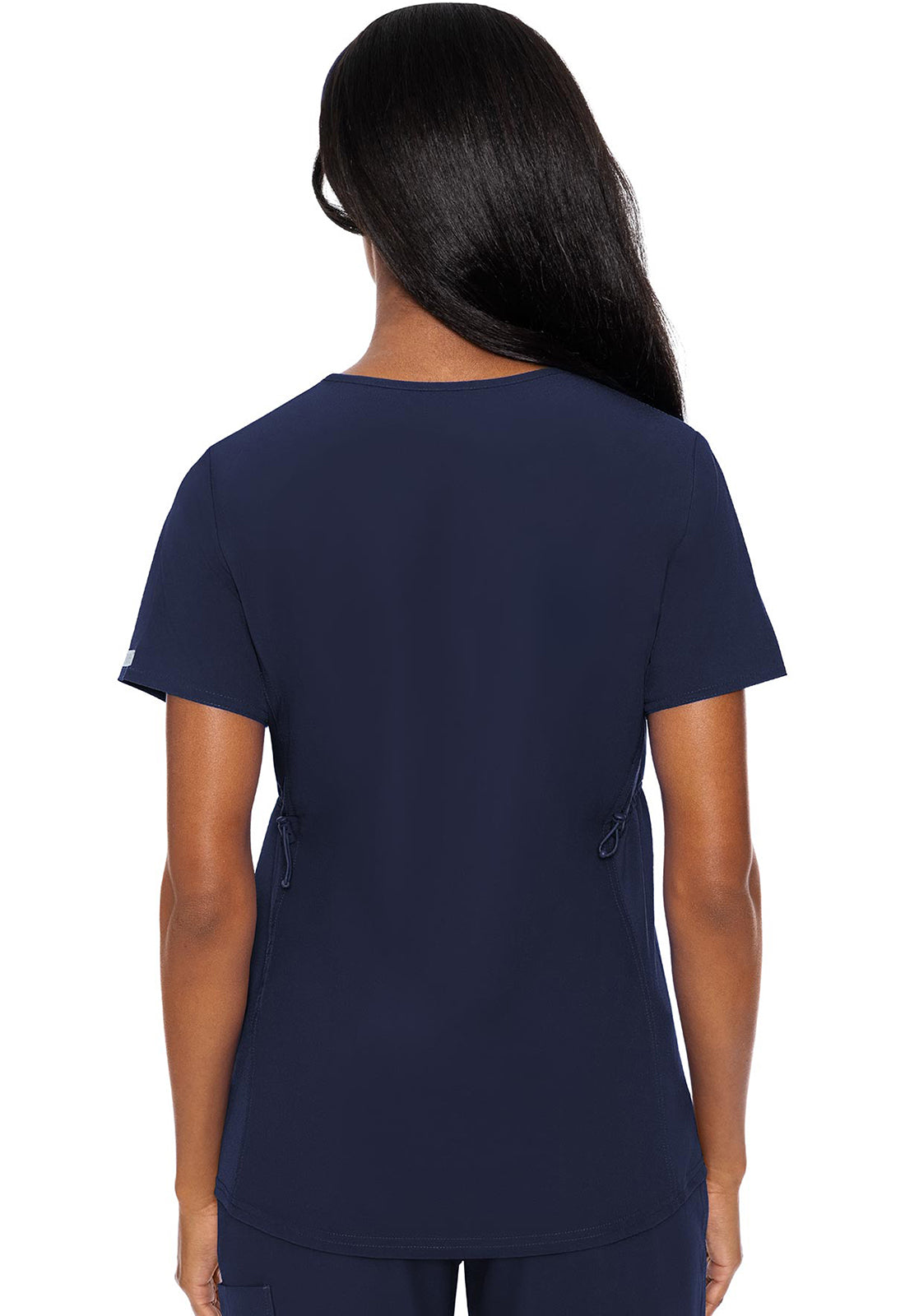 Touch MC628 Maternity V-Neck Top Navy Model Image Back | Med Couture