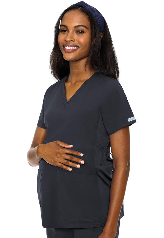 Touch MC628 Maternity V-Neck Top Pewter Model Image Front | Med Couture