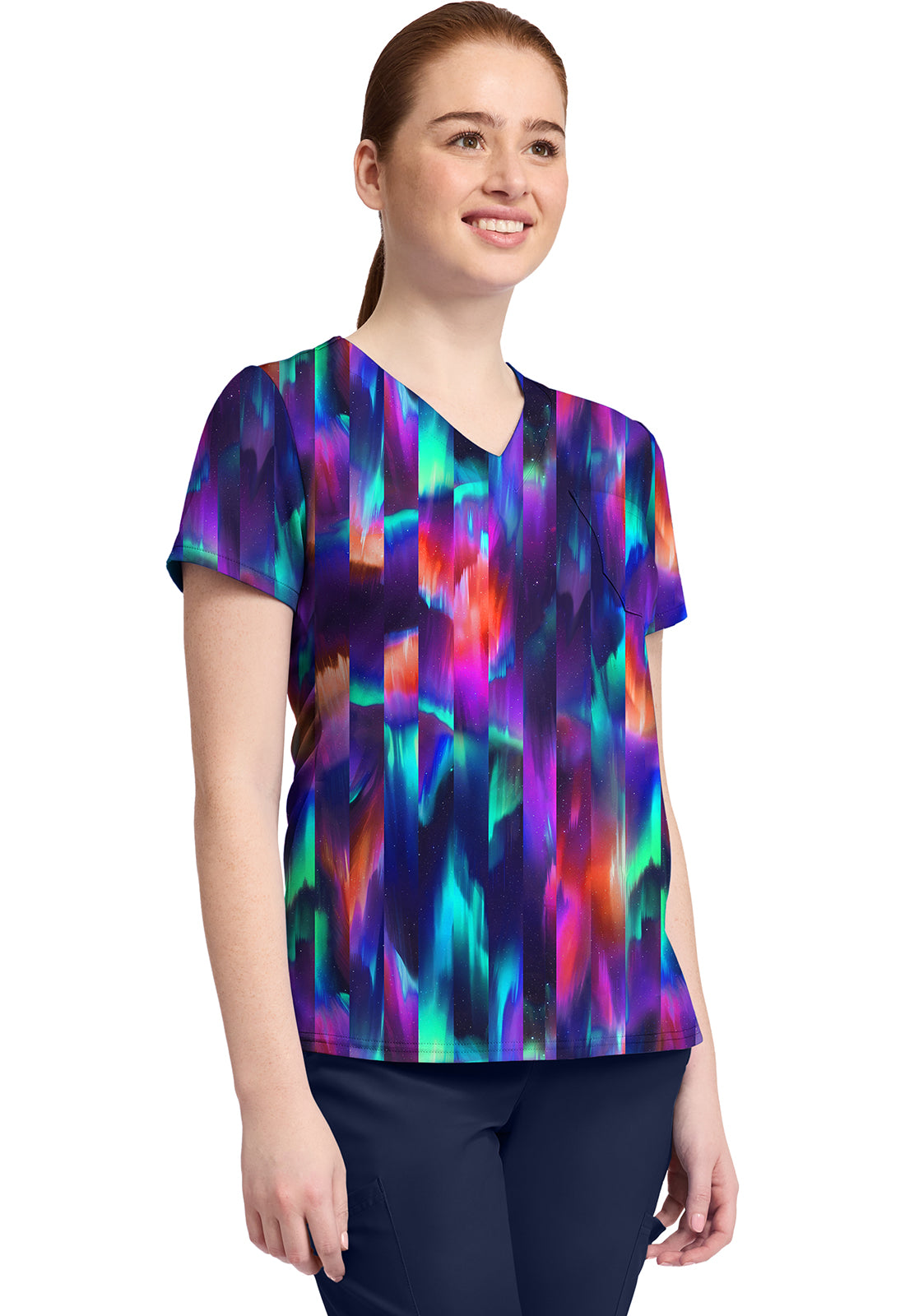 Prints MC632 Print V-Neck Top Aurora Stripe