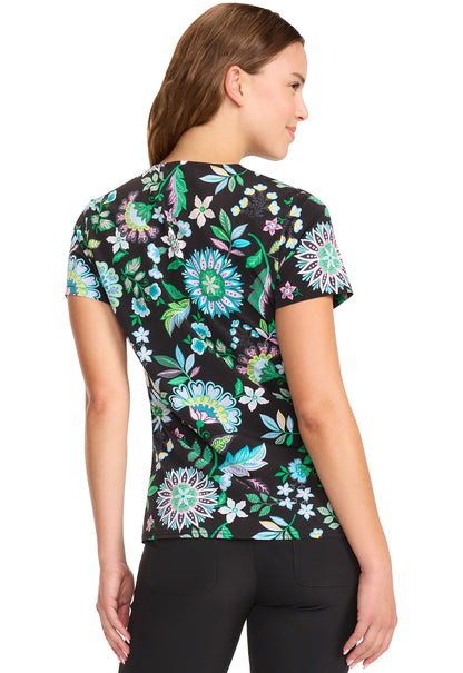 Prints MC632 Print V-Neck Top Bohemian Bloom Model Image Back | Med Couture