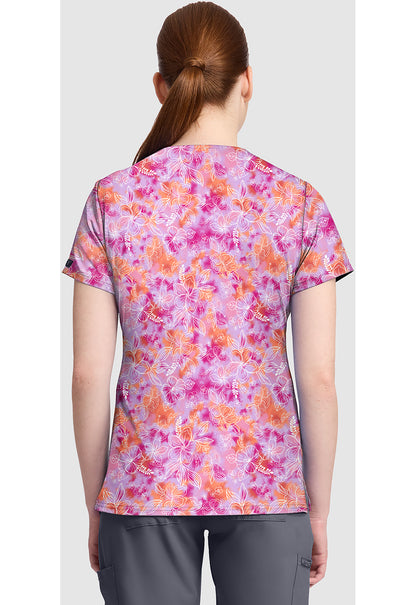 Prints MC632 Women's Print V-Neck Scrub Top Hello Hibiscus