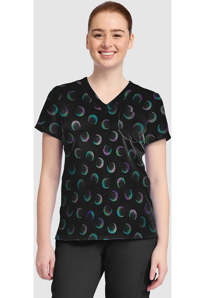 Prints MC632 Women's Print V-Neck Scrub Top Moonlight Shimmer