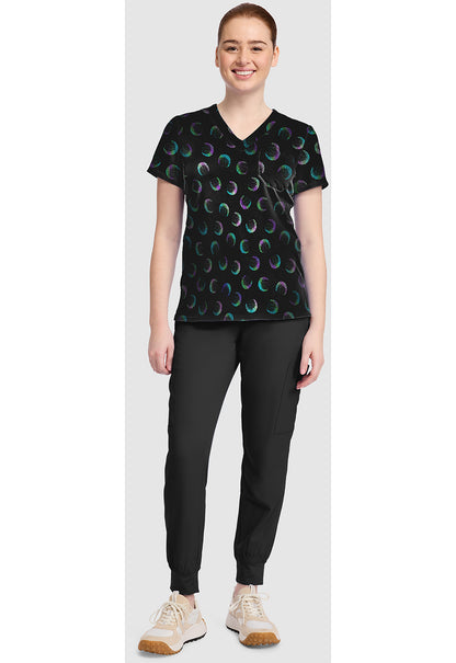 Prints MC632 Women's Print V-Neck Scrub Top Moonlight Shimmer