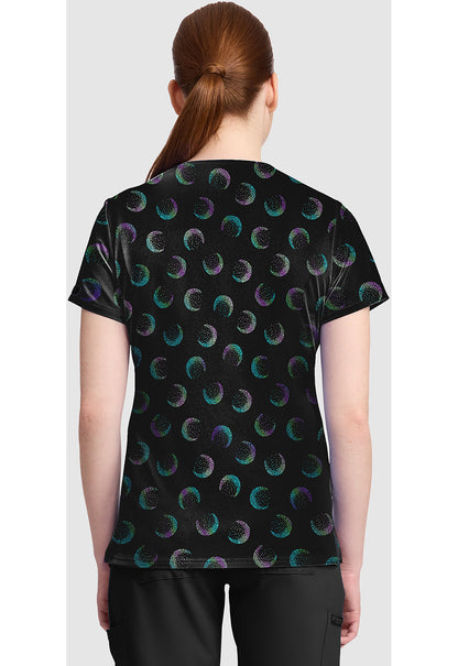 Prints MC632 Women's Print V-Neck Scrub Top Moonlight Shimmer