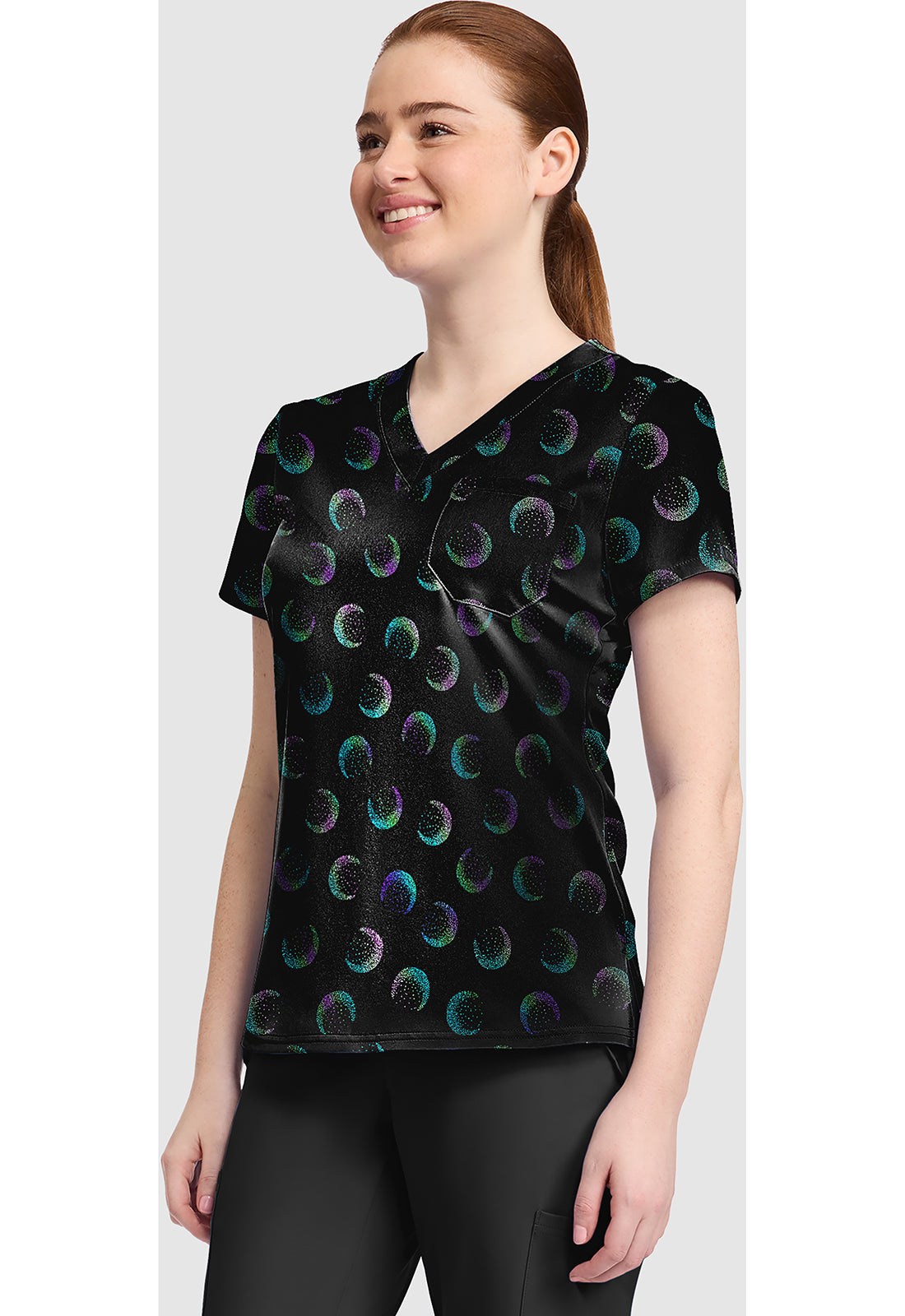 Prints MC632 Women's Print V-Neck Scrub Top Moonlight Shimmer
