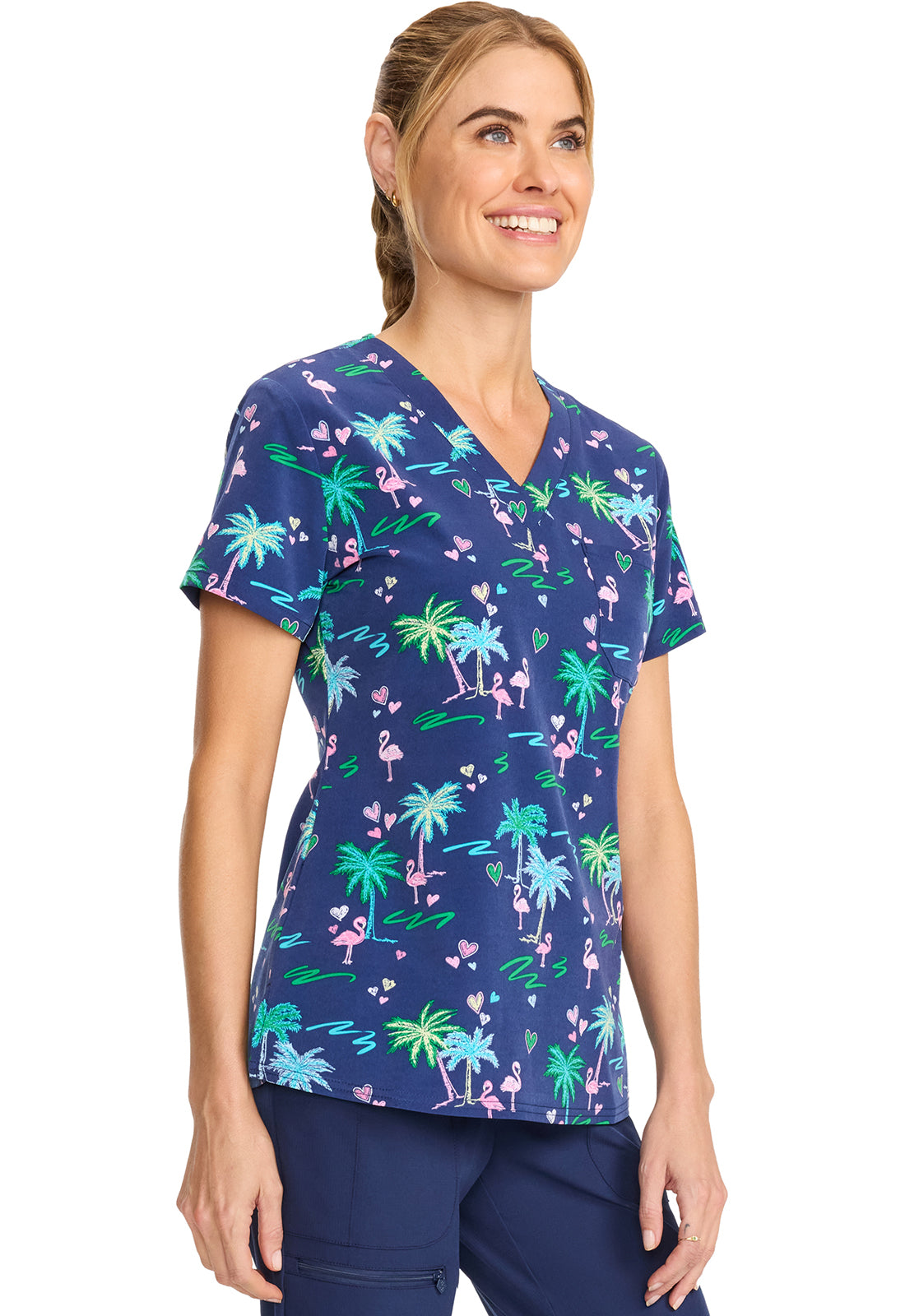 Prints MC632 Print V-Neck Top Tropic Love Model Image Front | Med Couture