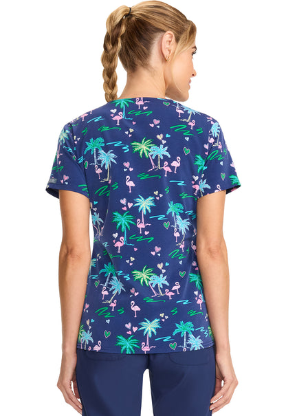 Prints MC632 Print V-Neck Top Tropic Love Model Image Back | Med Couture