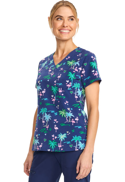 Prints MC632 Print V-Neck Top Tropic Love Model Image Right Side | Med Couture