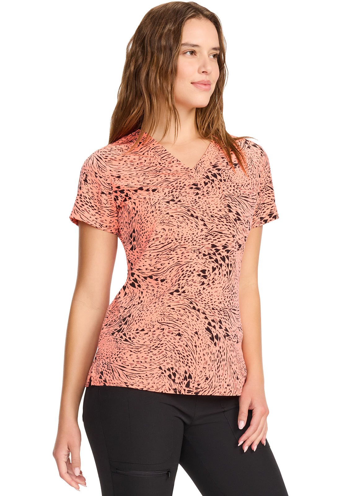 Prints MC632 Print V-Neck Top Wild Heart Model Image Front | Med Couture