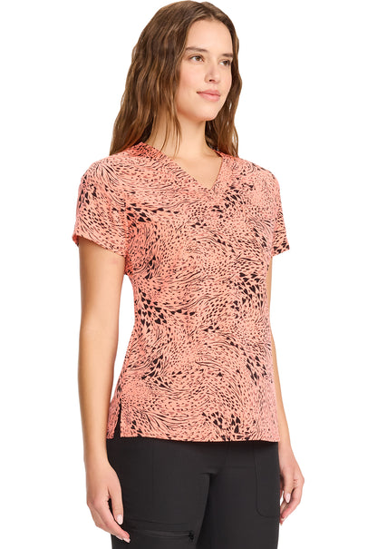 Prints MC632 Print V-Neck Top Wild Heart Model Image Left Side | Med Couture