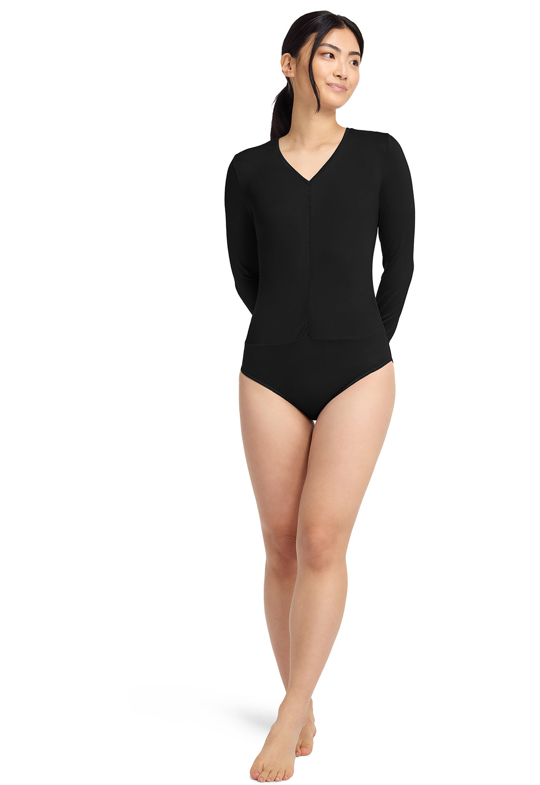Layers MC698 Ruched Underscrub Bodysuit Black