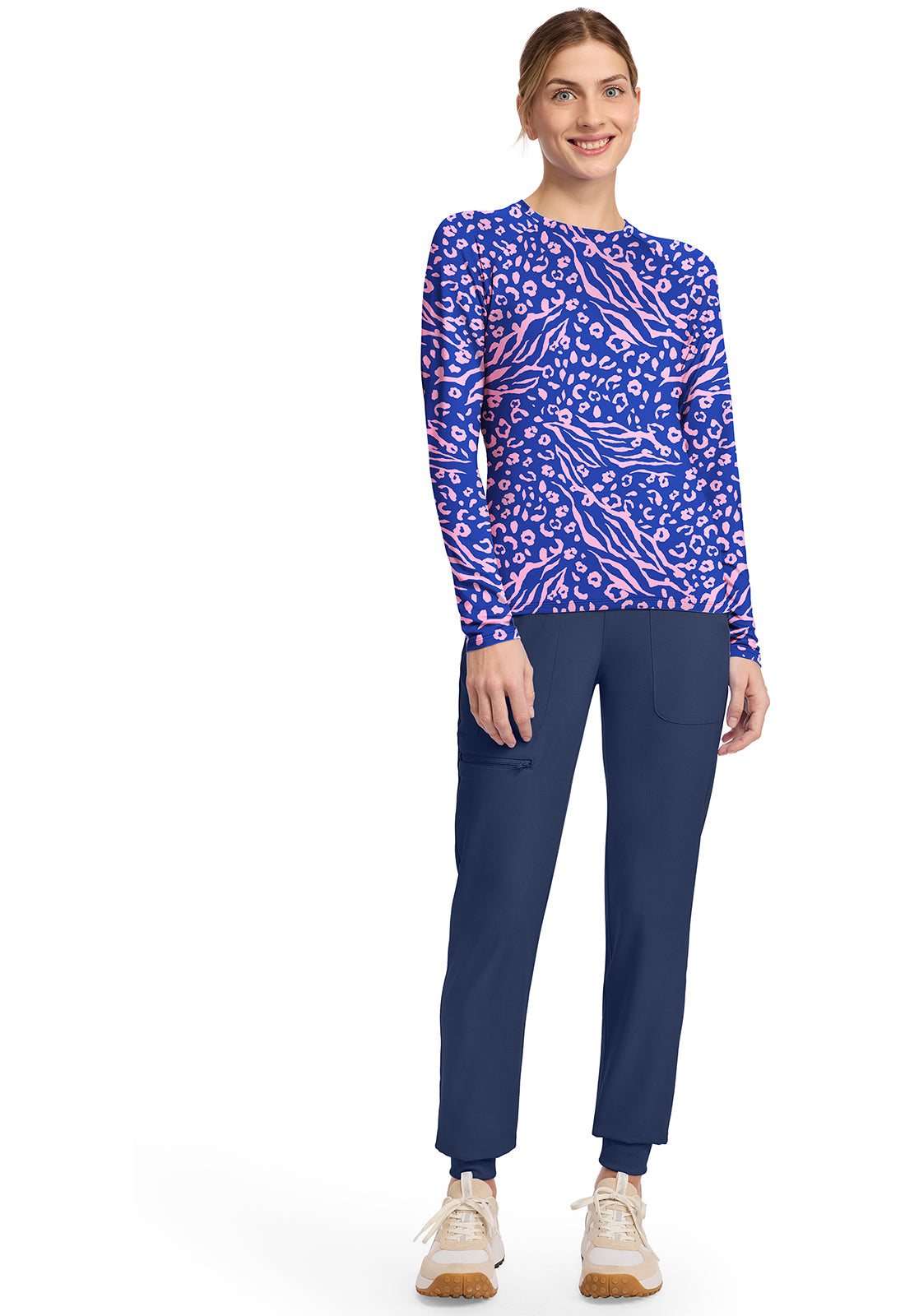 Layers MC699 Women's Printed Long Sleeve Underscrub T Two Tone Skin