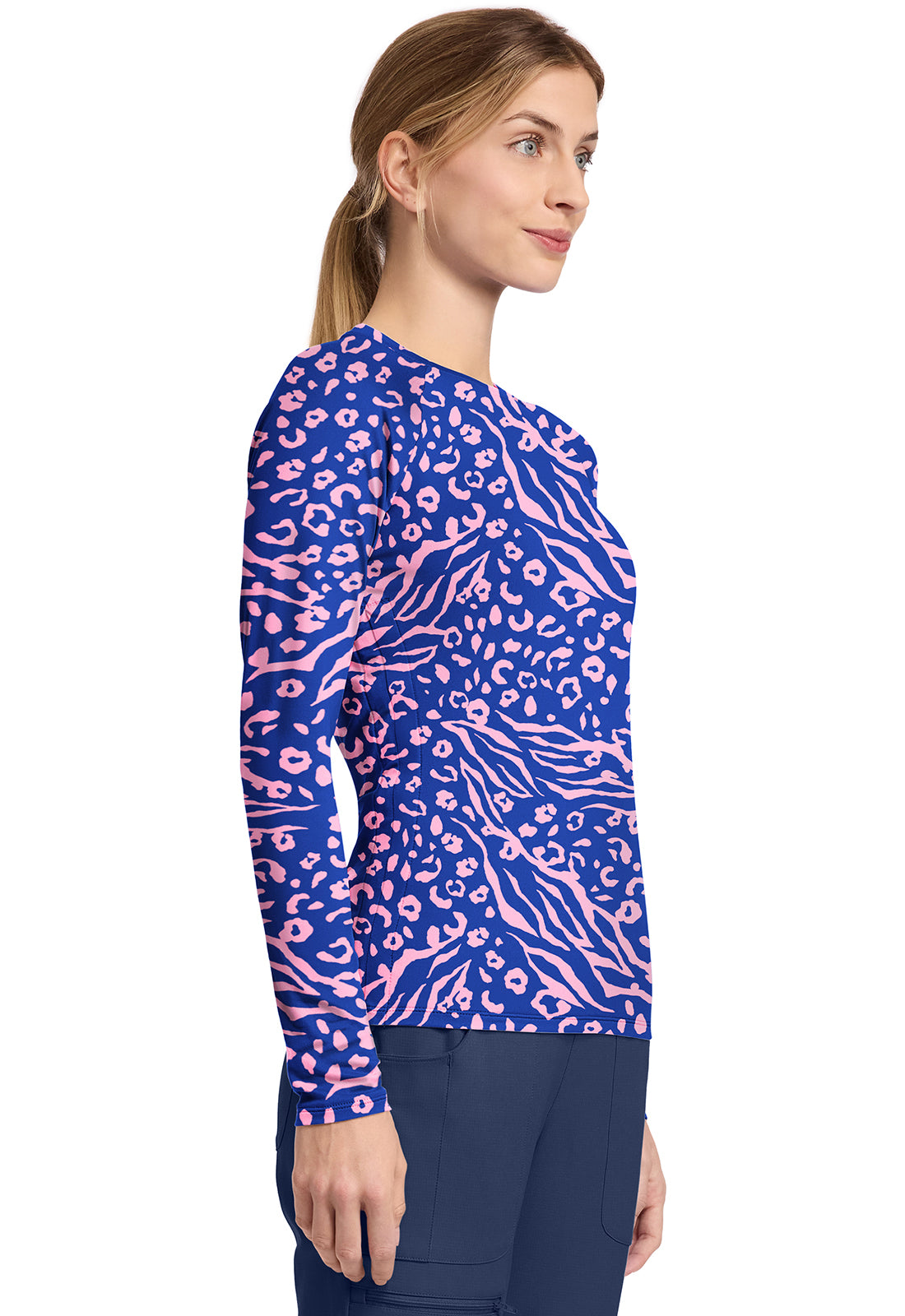Layers MC699 Women's Printed Long Sleeve Underscrub T Two Tone Skin