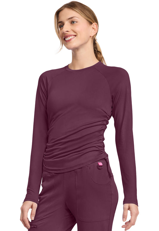 Layers MC700 Long Sleeve Ruched Underscrub Wine