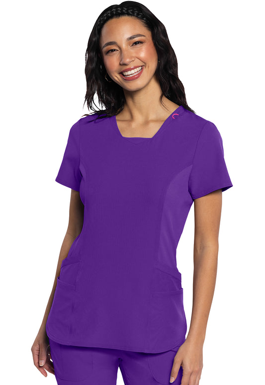 AMP MC701 V-Neck Top Purple Surge Model Image Front | Med Couture