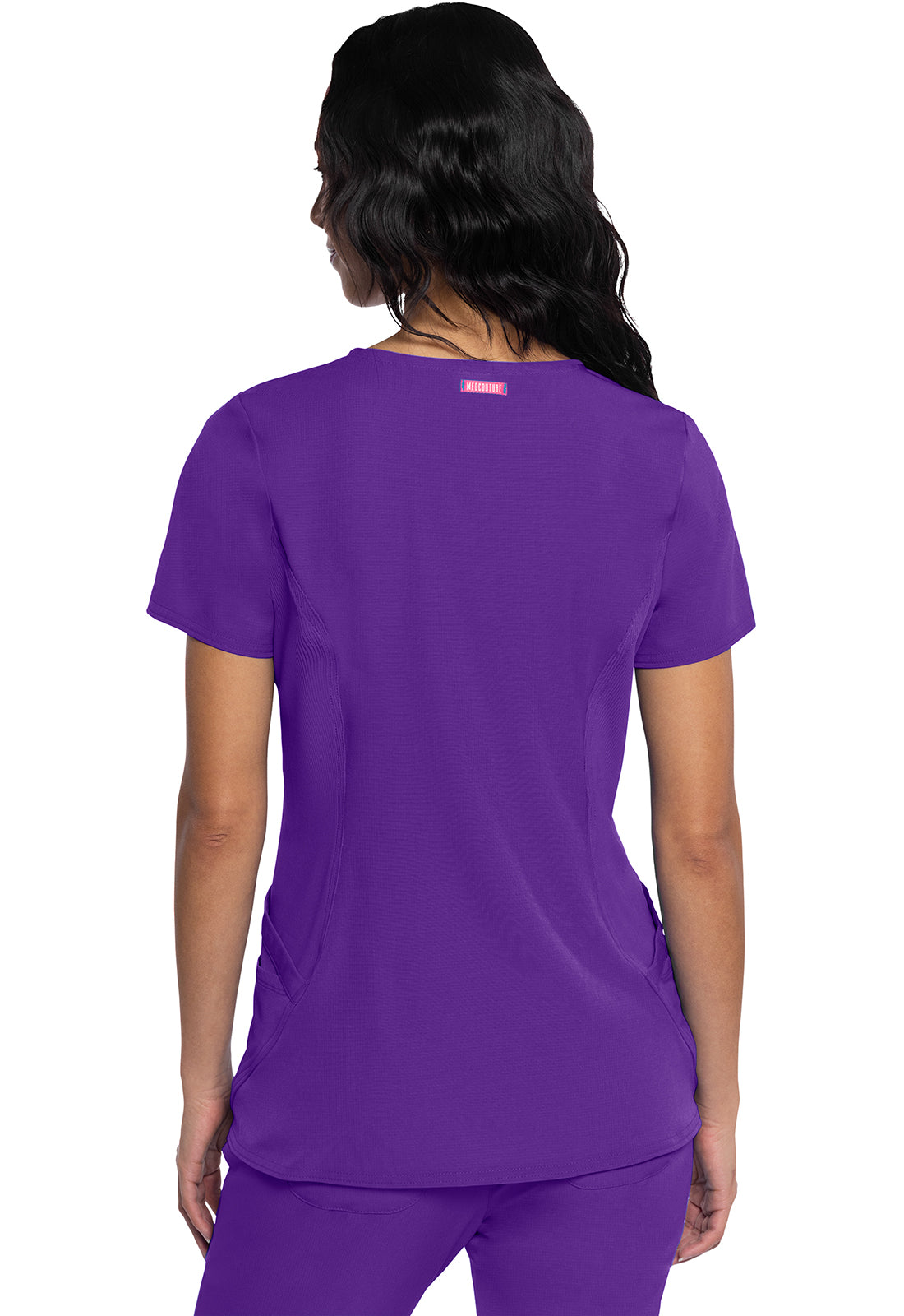 AMP MC701 V-Neck Top Purple Surge Model Image Back | Med Couture