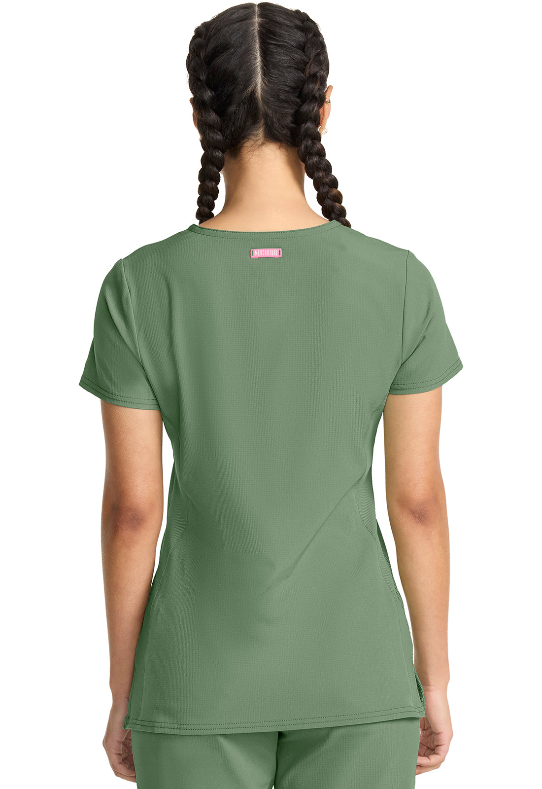 AMP MC702 V-Neck Top Beyond Green Model Image Back | Med Couture