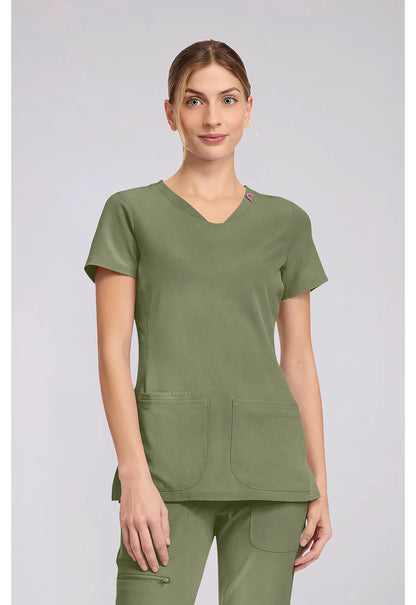 Amp MC702 Women's V-Neck Scrub Top Olive