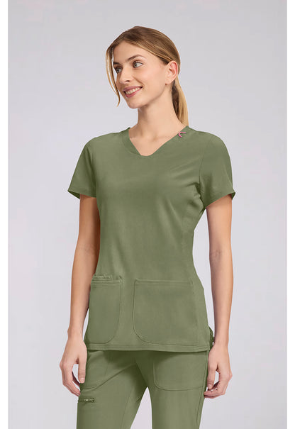 Amp MC702 Women's V-Neck Scrub Top Olive