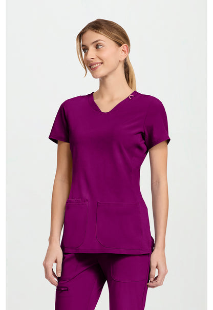 Amp MC702 Women's V-Neck Scrub Top Plum Royale