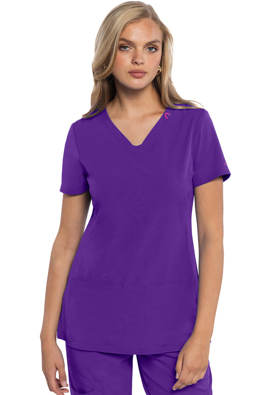 AMP MC702 V-Neck Top Purple Surge Model Image Front | Med Couture