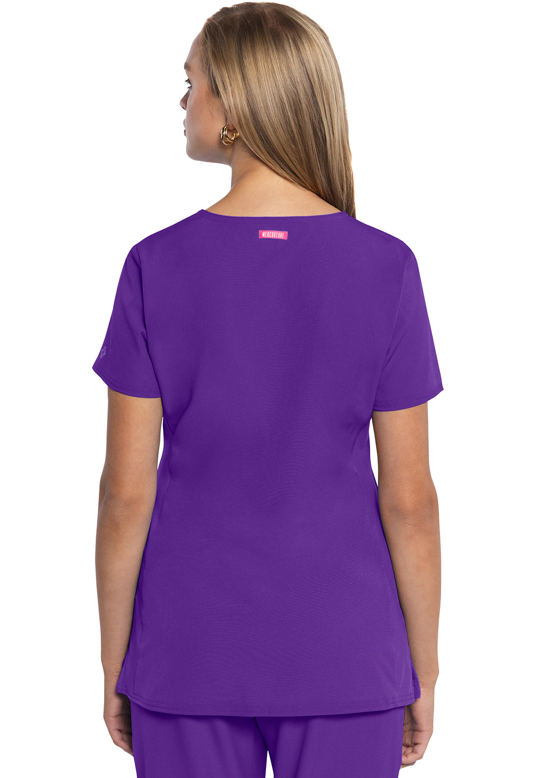 AMP MC702 V-Neck Top Purple Surge Model Image Back | Med Couture