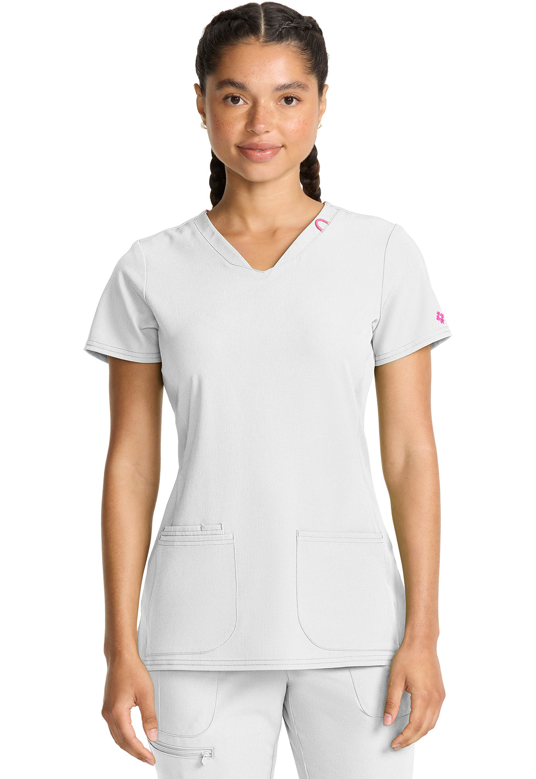 Med Threads Med Couture AMP MC702 V-Neck Top White – Med Threads