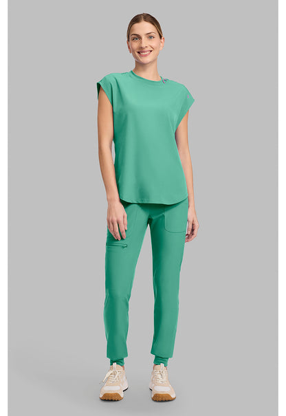 Amp MC703 Women's Round Neck Tuckable Scrub Top Mint Condition