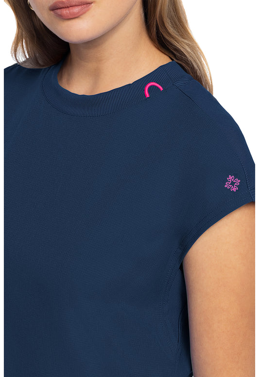 Amp MC703 Women's Round Neck Tuckable Scrub Top Navy