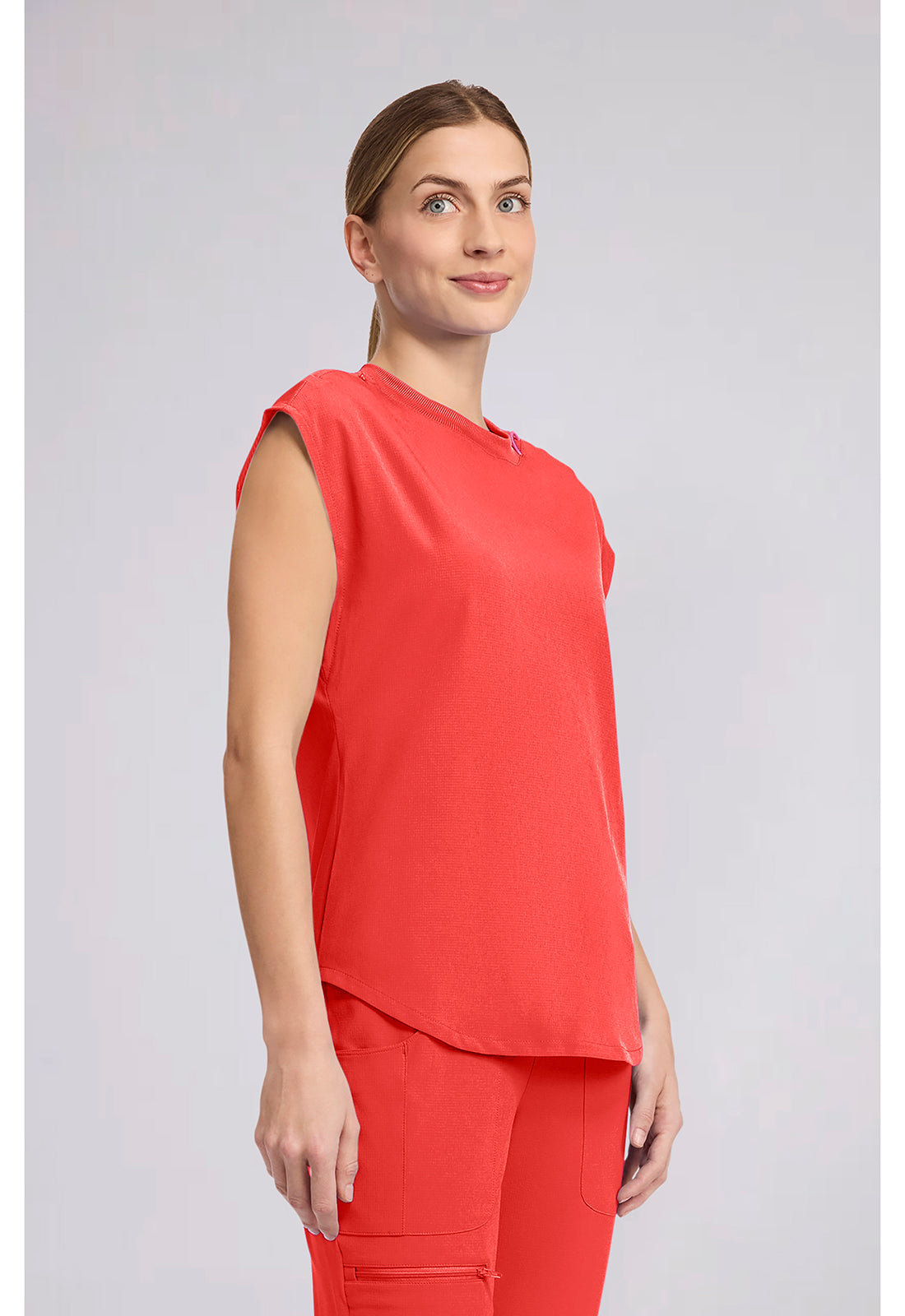 Amp MC703 Women's Round Neck Tuckable Scrub Top One In A Melon