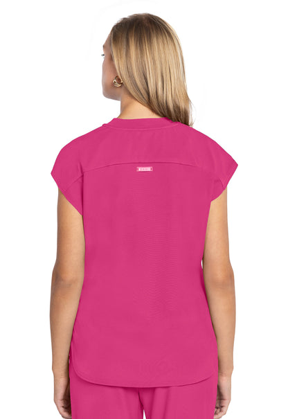 AMP MC703 Round Neck Tuckable Top Pink Power Model Image Back | Med Couture