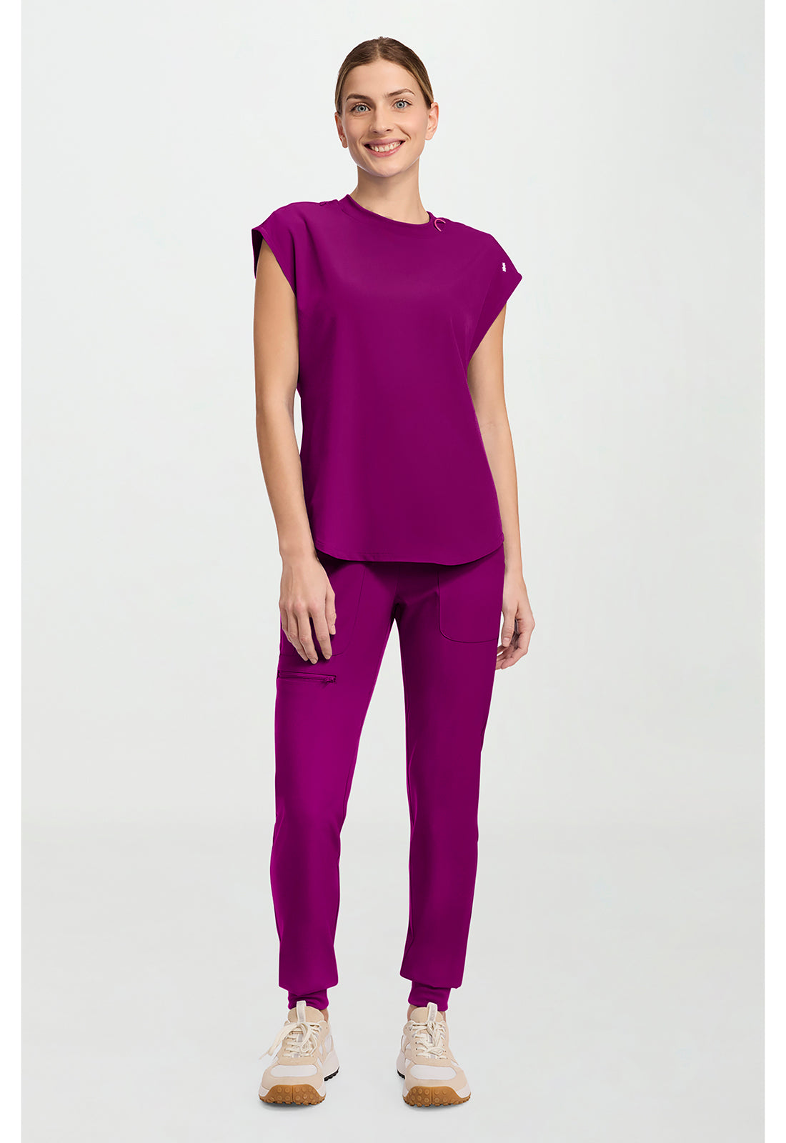 Amp MC703 Women's Round Neck Tuckable Scrub Top image 2