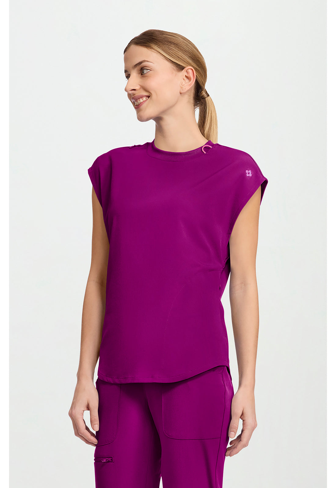 Amp MC703 Women's Round Neck Tuckable Scrub Top image 3