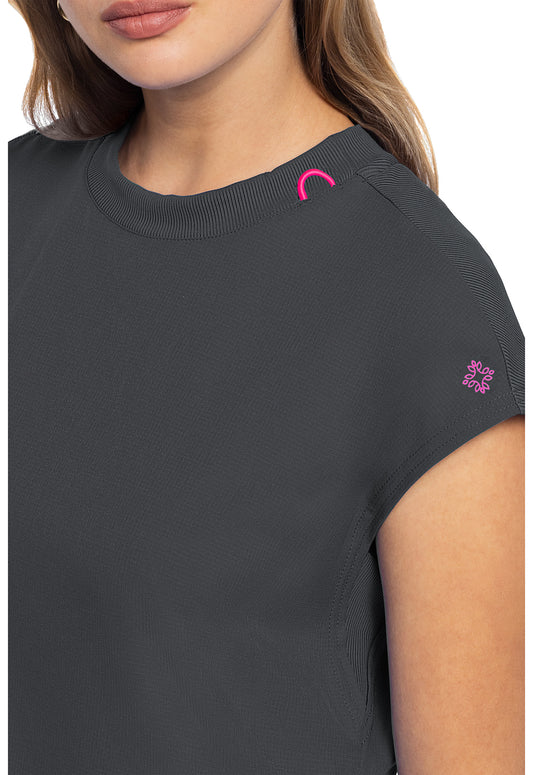 Amp MC703 Women's Round Neck Tuckable Scrub Top Pewter
