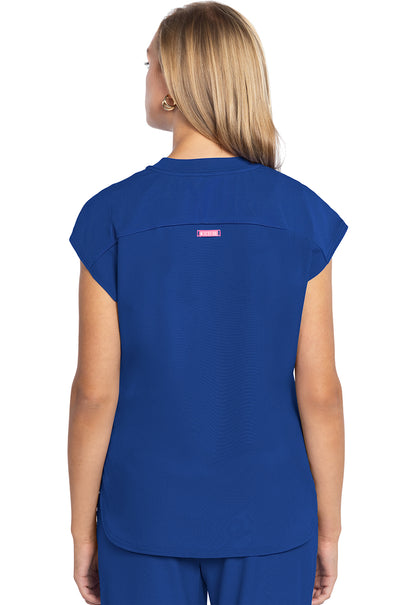 AMP MC703 Round Neck Tuckable Top Royal Model Image Back | Med Couture