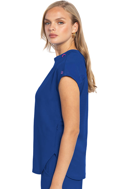 AMP MC703 Round Neck Tuckable Top Royal Model Image Right Side | Med Couture