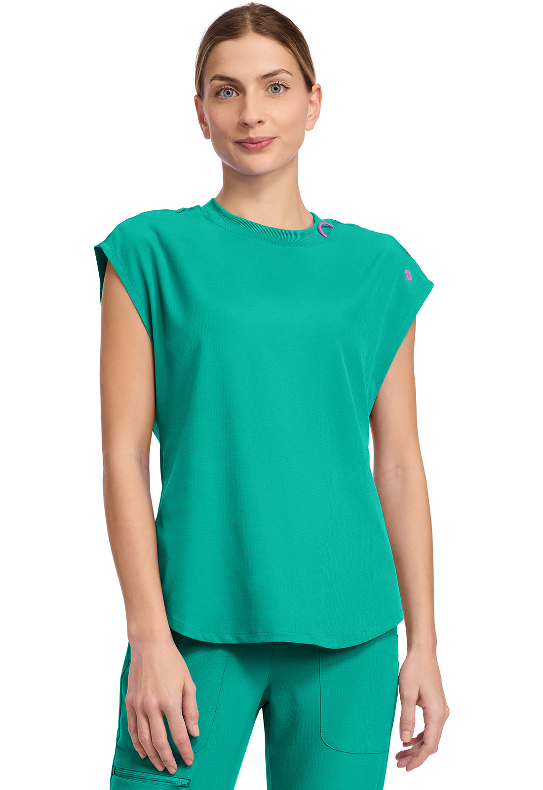 AMP MC703 Round Neck Tuckable Top Teal Tonic