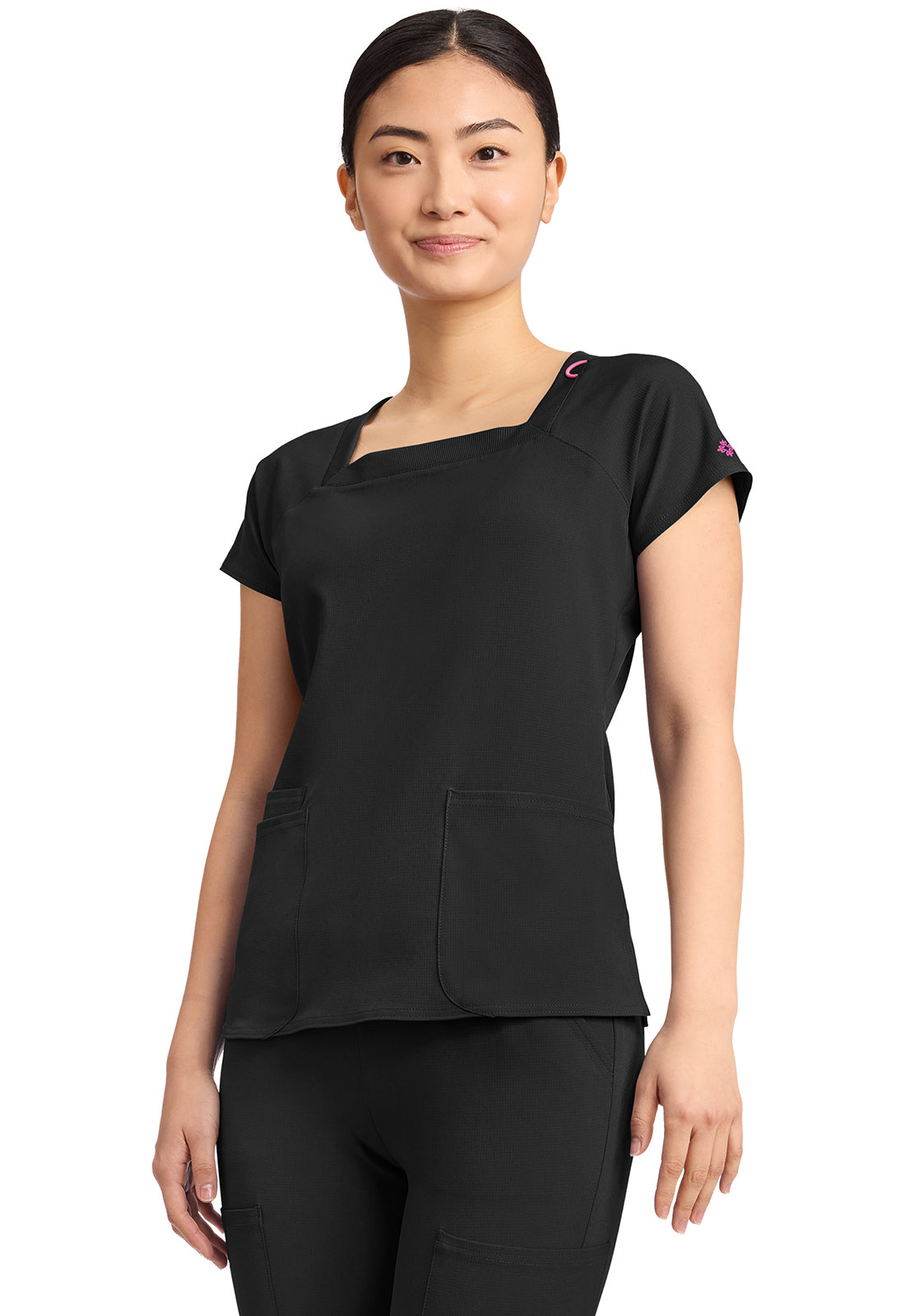 AMP MC704 Women's 3-Pocket Square Neck Top Black