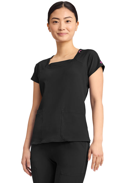 AMP MC704 Women's 3-Pocket Square Neck Top Black