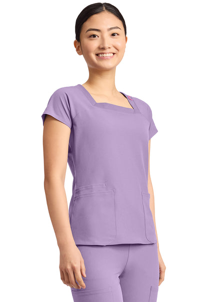 AMP MC704 Women's 3-Pocket Square Neck Top Digital Lavender